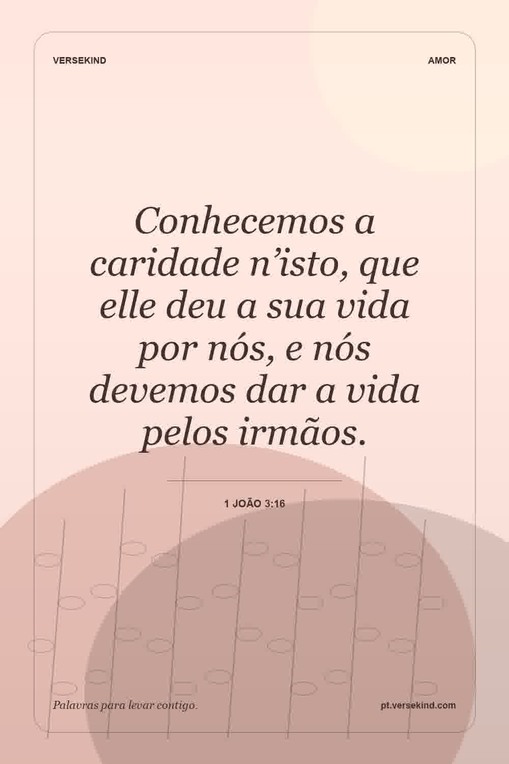 Conhecemos a caridade n’isto, que elle deu a sua vida por nós, e nós devemos dar a vida pelos irmãos. — 1 João 3:16