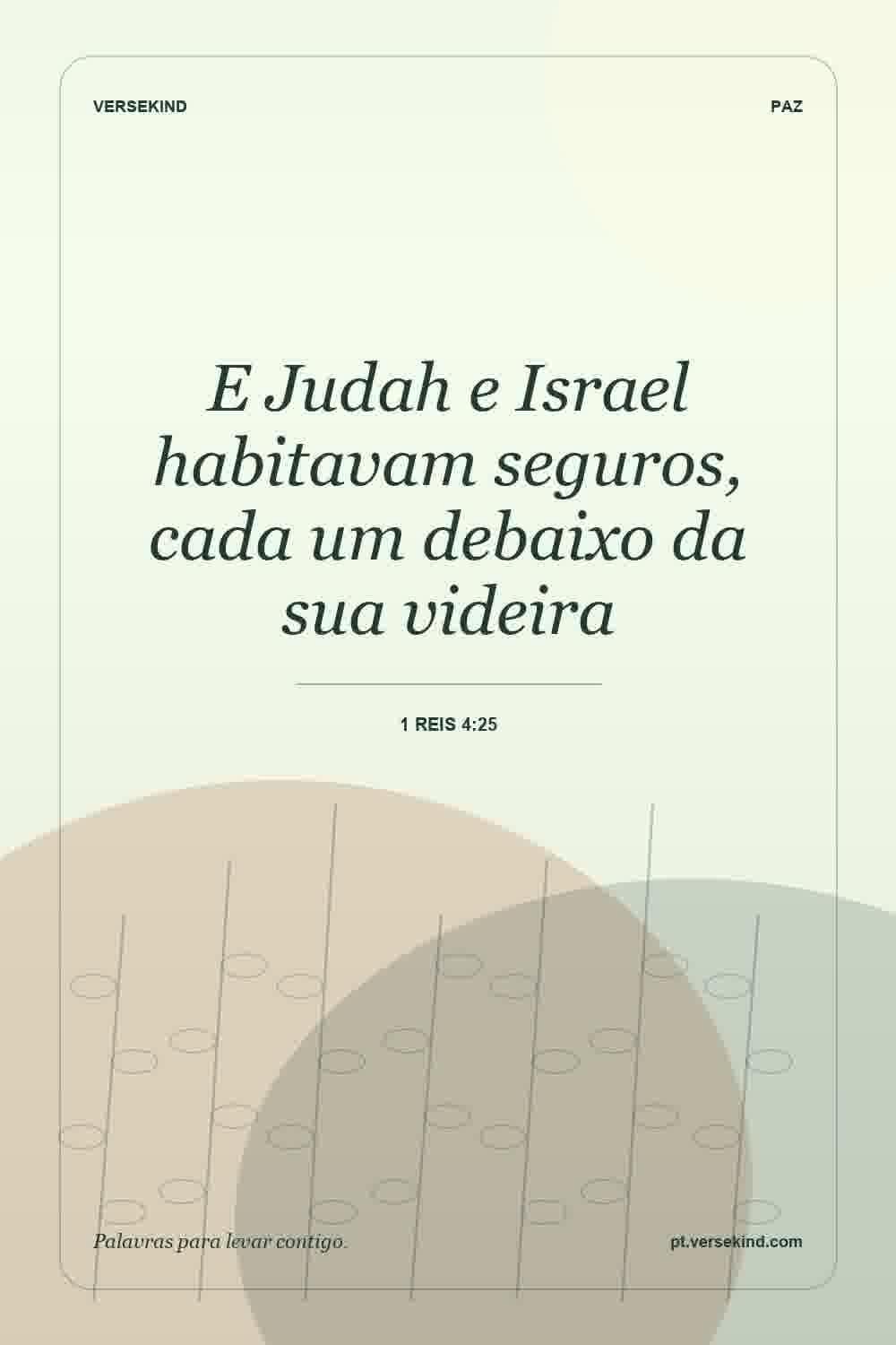 E Judah e Israel habitavam seguros, cada um debaixo da sua videira — 1 Reis 4:25