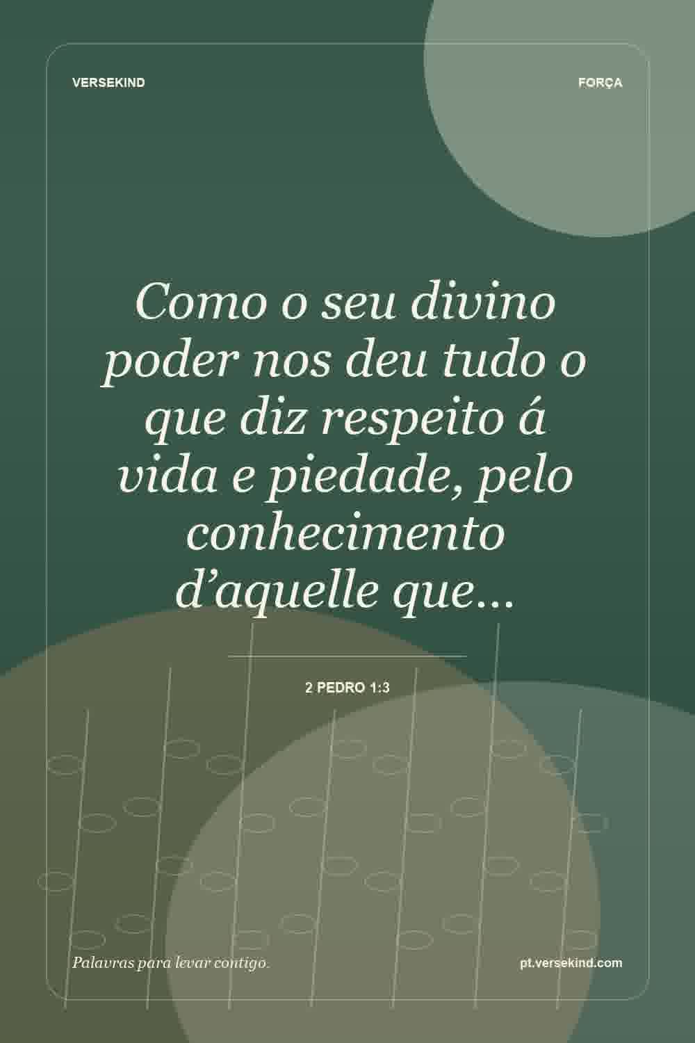Como o seu divino poder nos deu tudo o que diz respeito á vida e piedade, pelo conhecimento d’aquelle que… — 2 Pedro 1:3