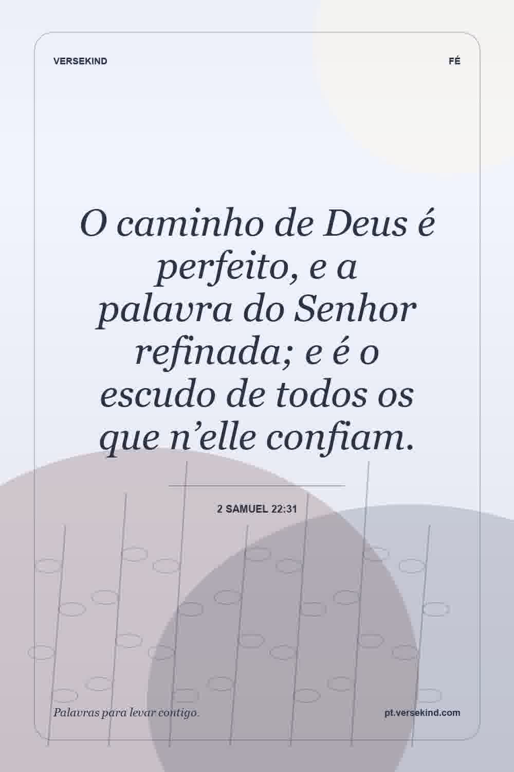 O caminho de Deus é perfeito, e a palavra do Senhor refinada; e é o escudo de todos os que n’elle confiam. — 2 Samuel 22:31