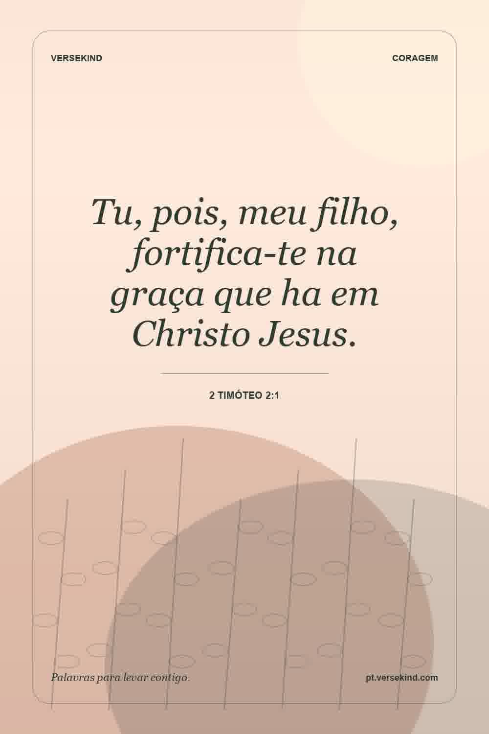 Tu, pois, meu filho, fortifica-te na graça que ha em Christo Jesus. — 2 Timóteo 2:1
