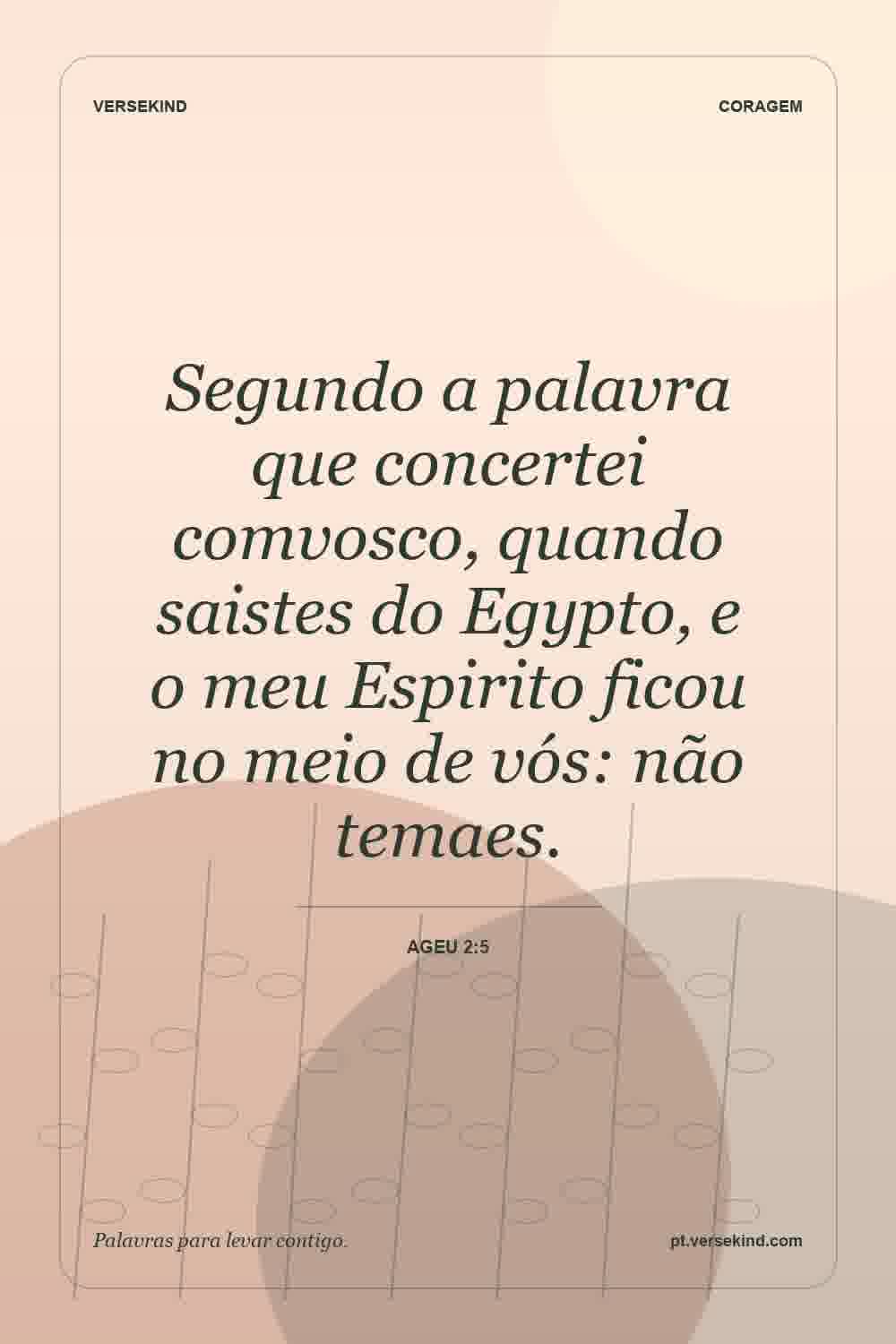 Segundo a palavra que concertei comvosco, quando saistes do Egypto, e o meu Espirito ficou no meio de vós: não temaes. — Ageu 2:5