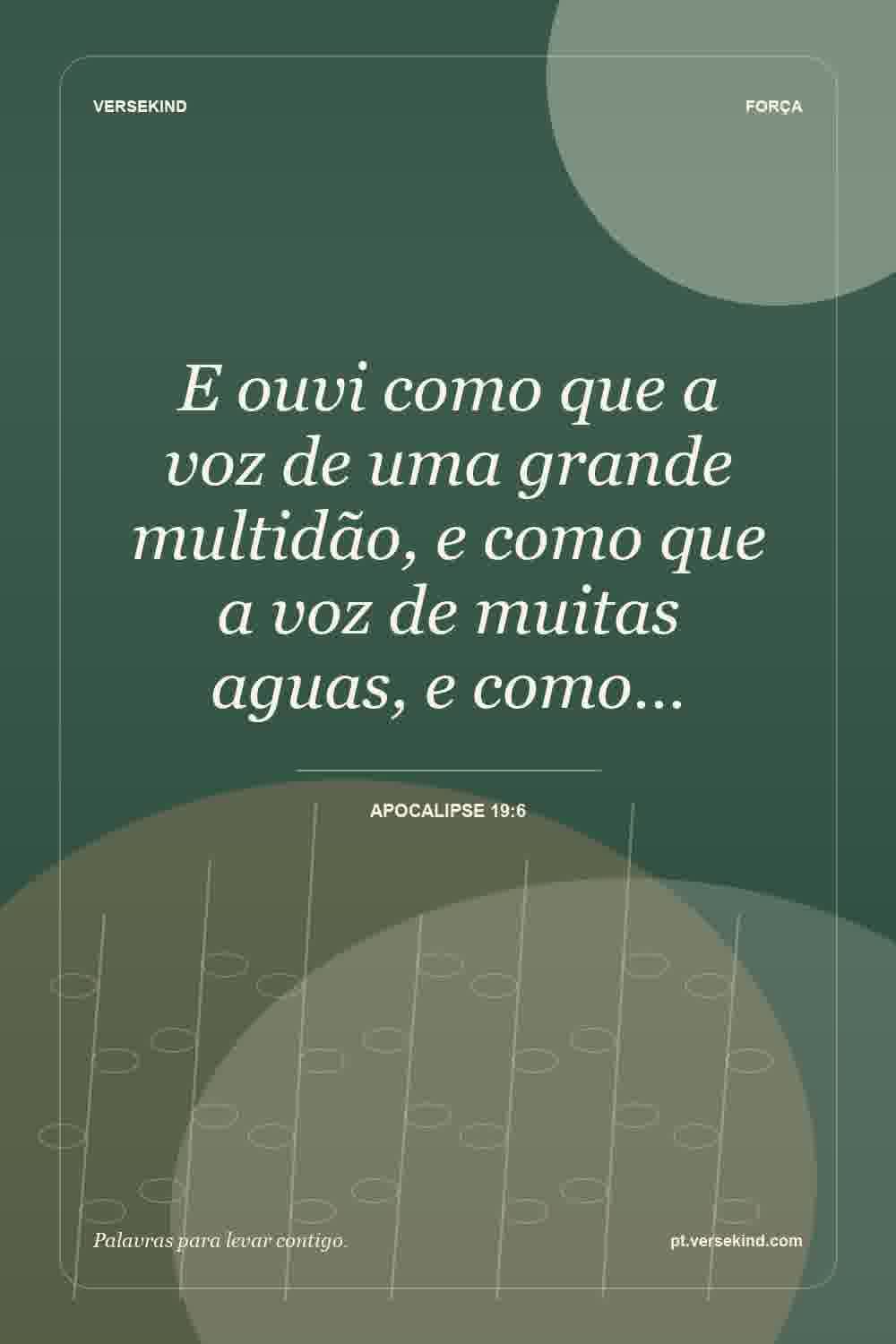 E ouvi como que a voz de uma grande multidão, e como que a voz de muitas aguas, e como… — Apocalipse 19:6