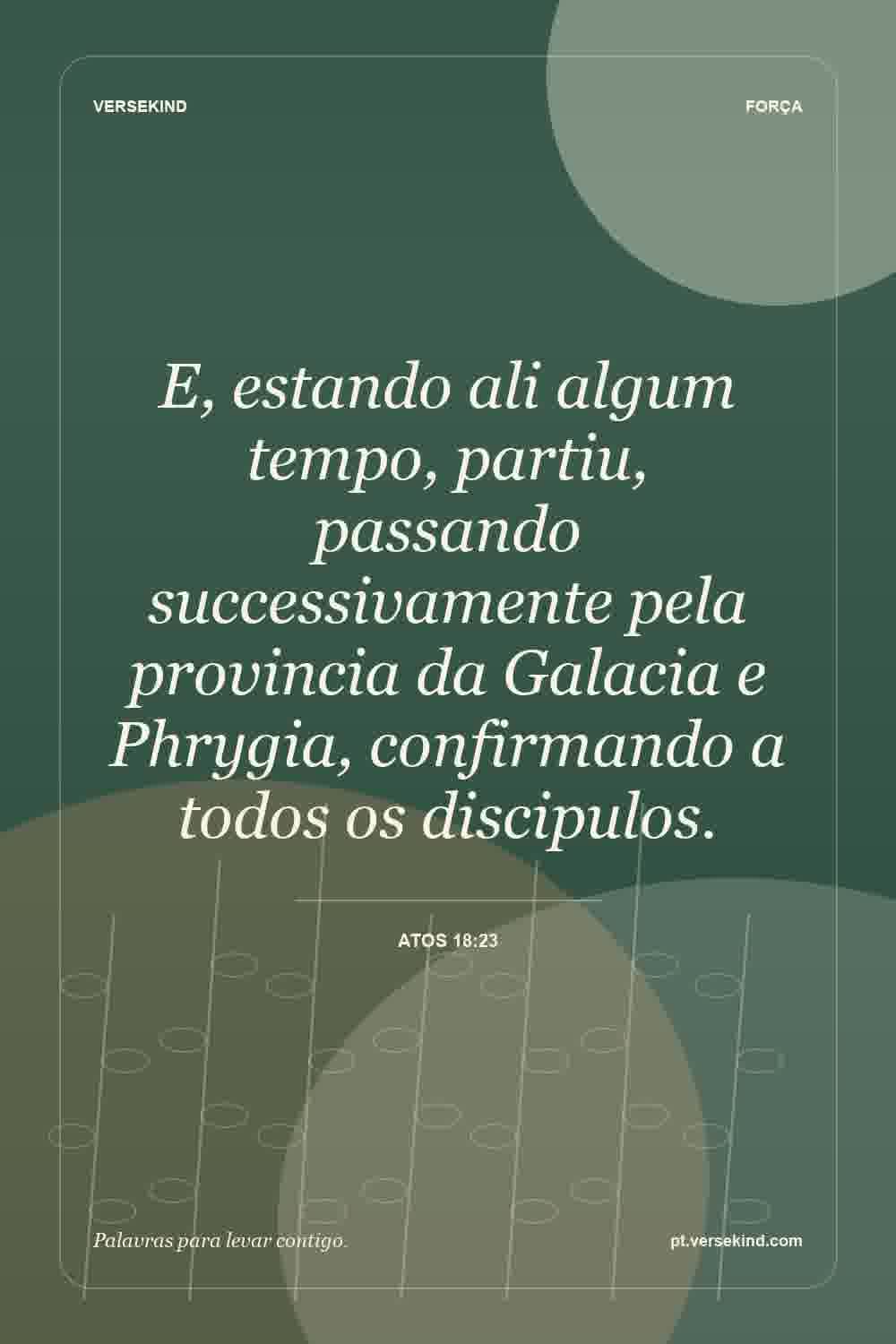 E, estando ali algum tempo, partiu, passando successivamente pela provincia da Galacia e Phrygia, confirmando a todos os discipulos. — Atos 18:23