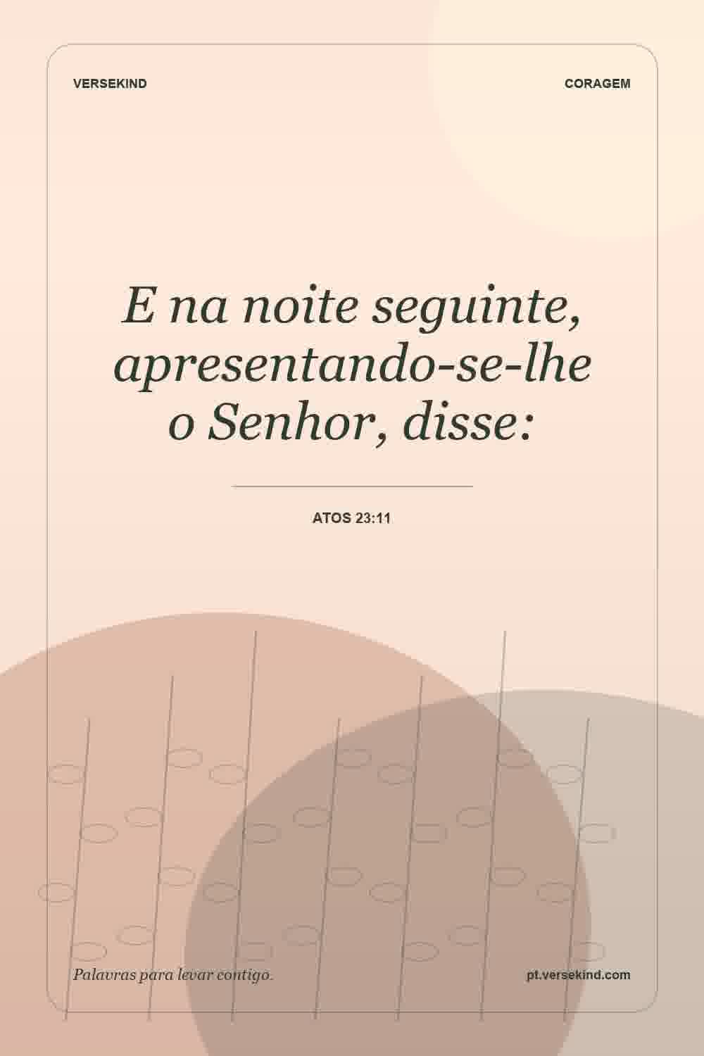 E na noite seguinte, apresentando-se-lhe o Senhor, disse: — Atos 23:11