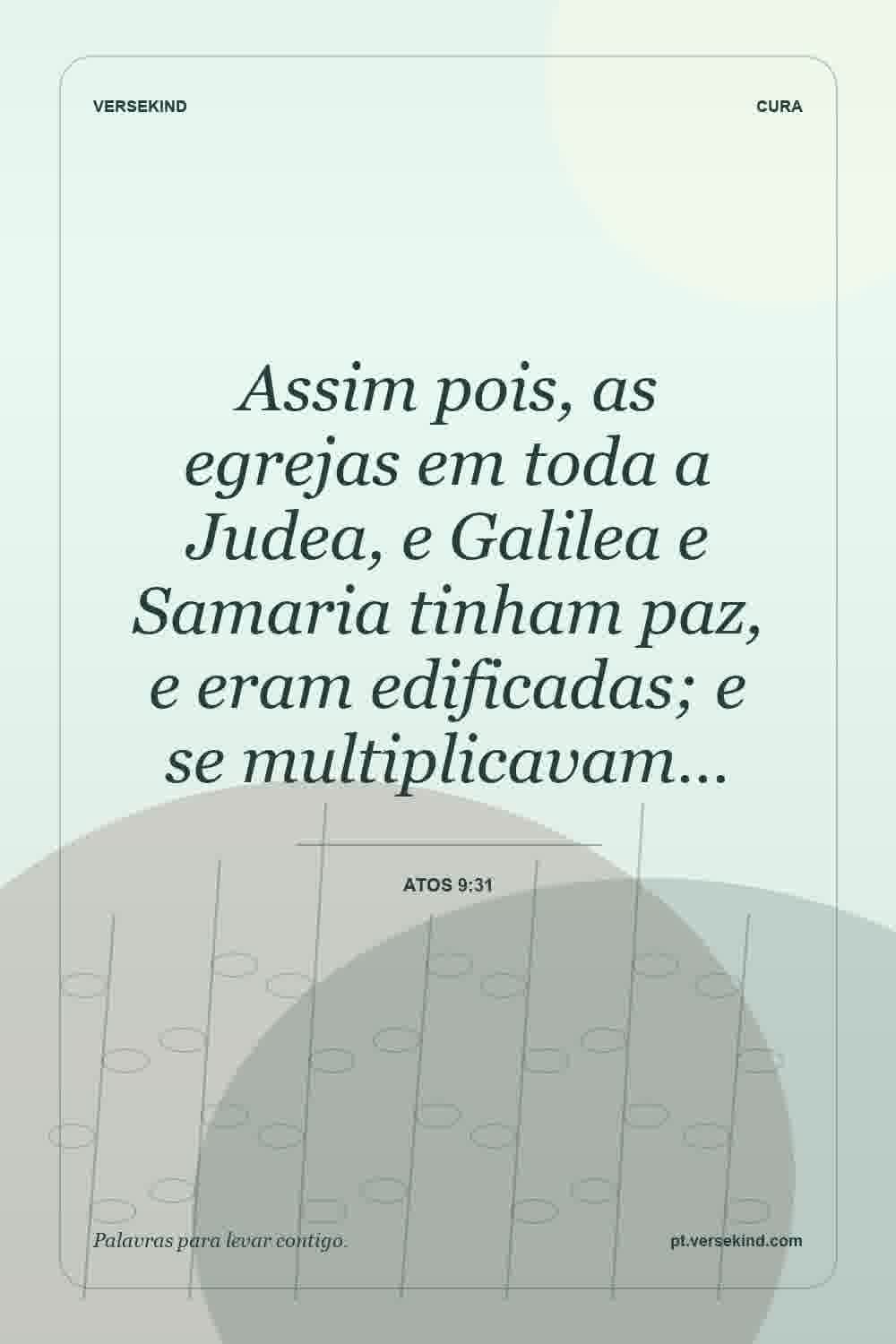 Assim pois, as egrejas em toda a Judea, e Galilea e Samaria tinham paz, e eram edificadas; e se multiplicavam… — Atos 9:31