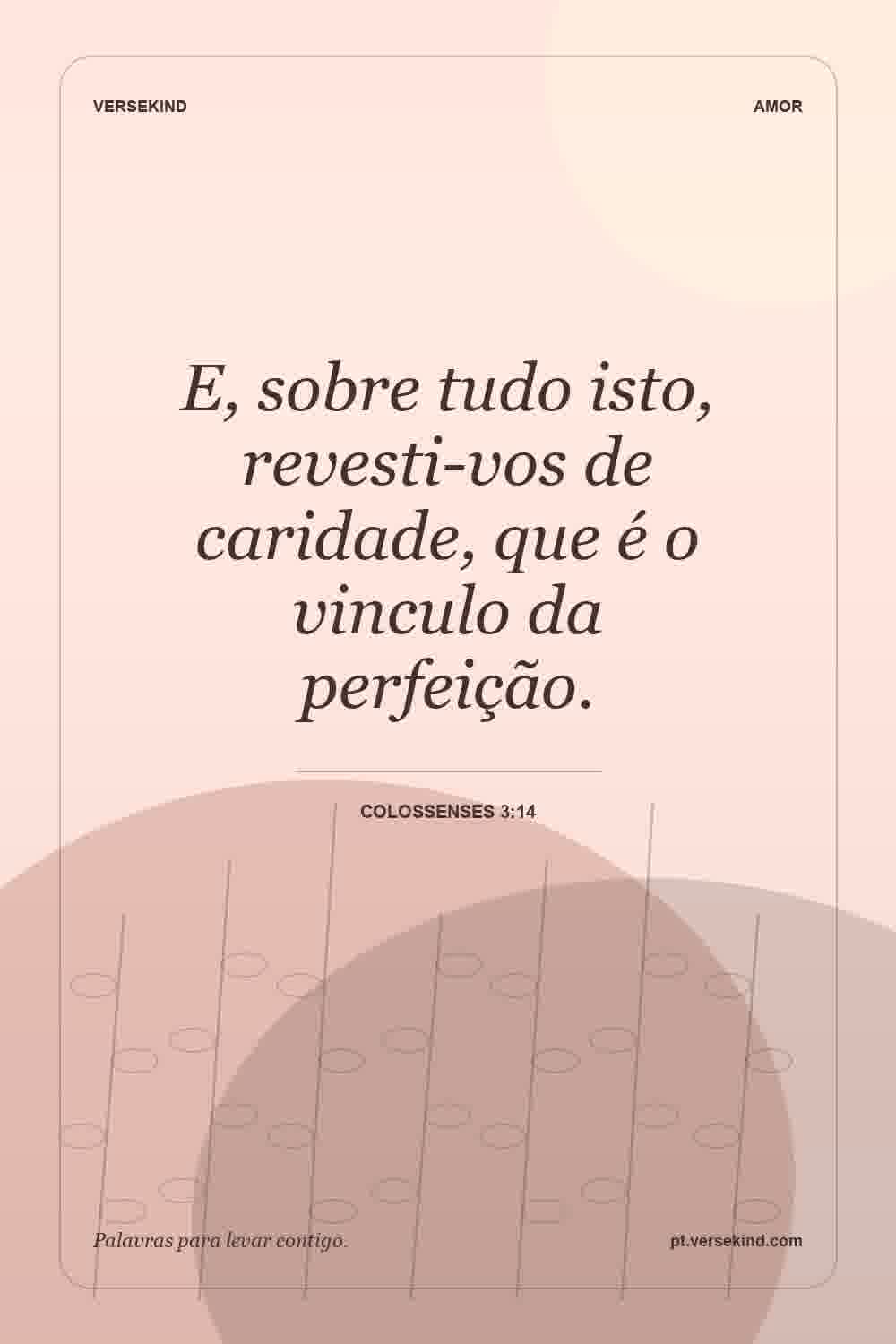 E, sobre tudo isto, revesti-vos de caridade, que é o vinculo da perfeição. — Colossenses 3:14