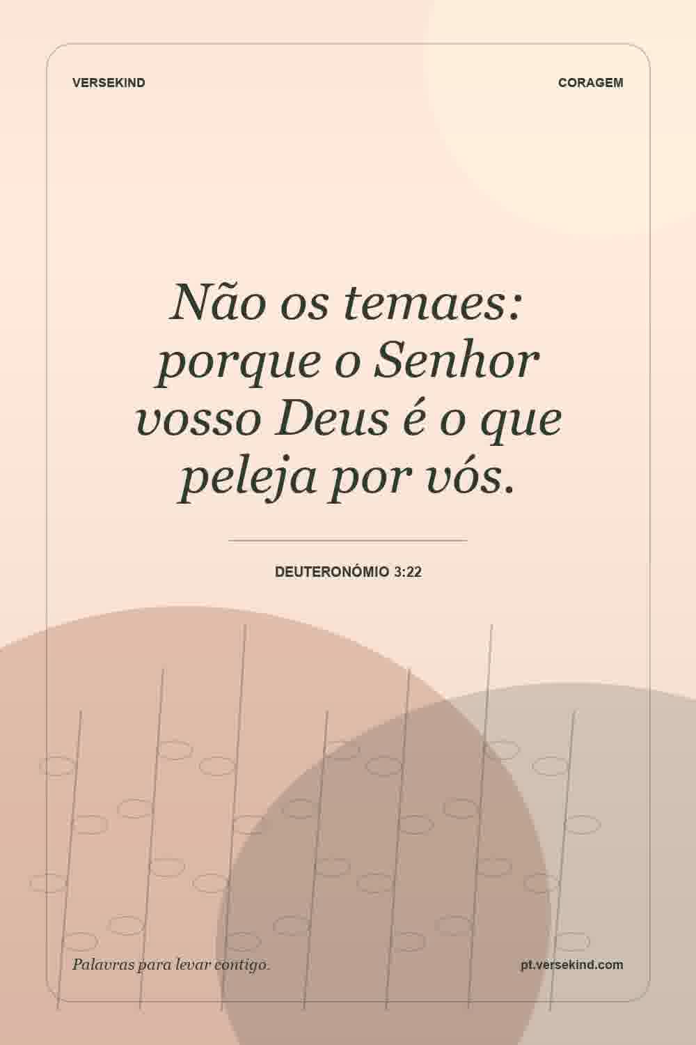 Não os temaes: porque o Senhor vosso Deus é o que peleja por vós. — Deuteronómio 3:22