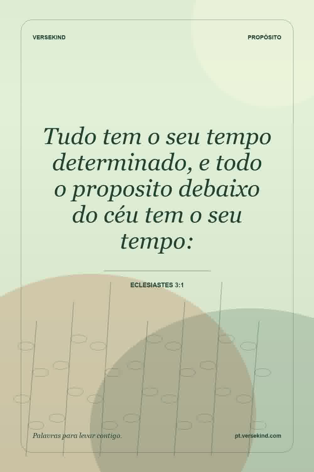 Tudo tem o seu tempo determinado, e todo o proposito debaixo do céu tem o seu tempo: — Eclesiastes 3:1