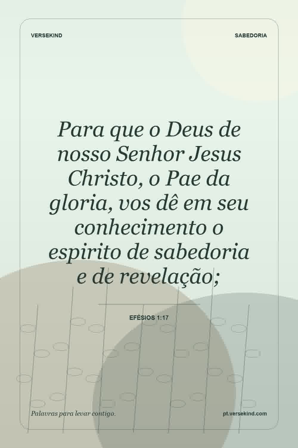 Para que o Deus de nosso Senhor Jesus Christo, o Pae da gloria, vos dê em seu conhecimento o espirito de sabedoria e de revelação; — Efésios 1:17