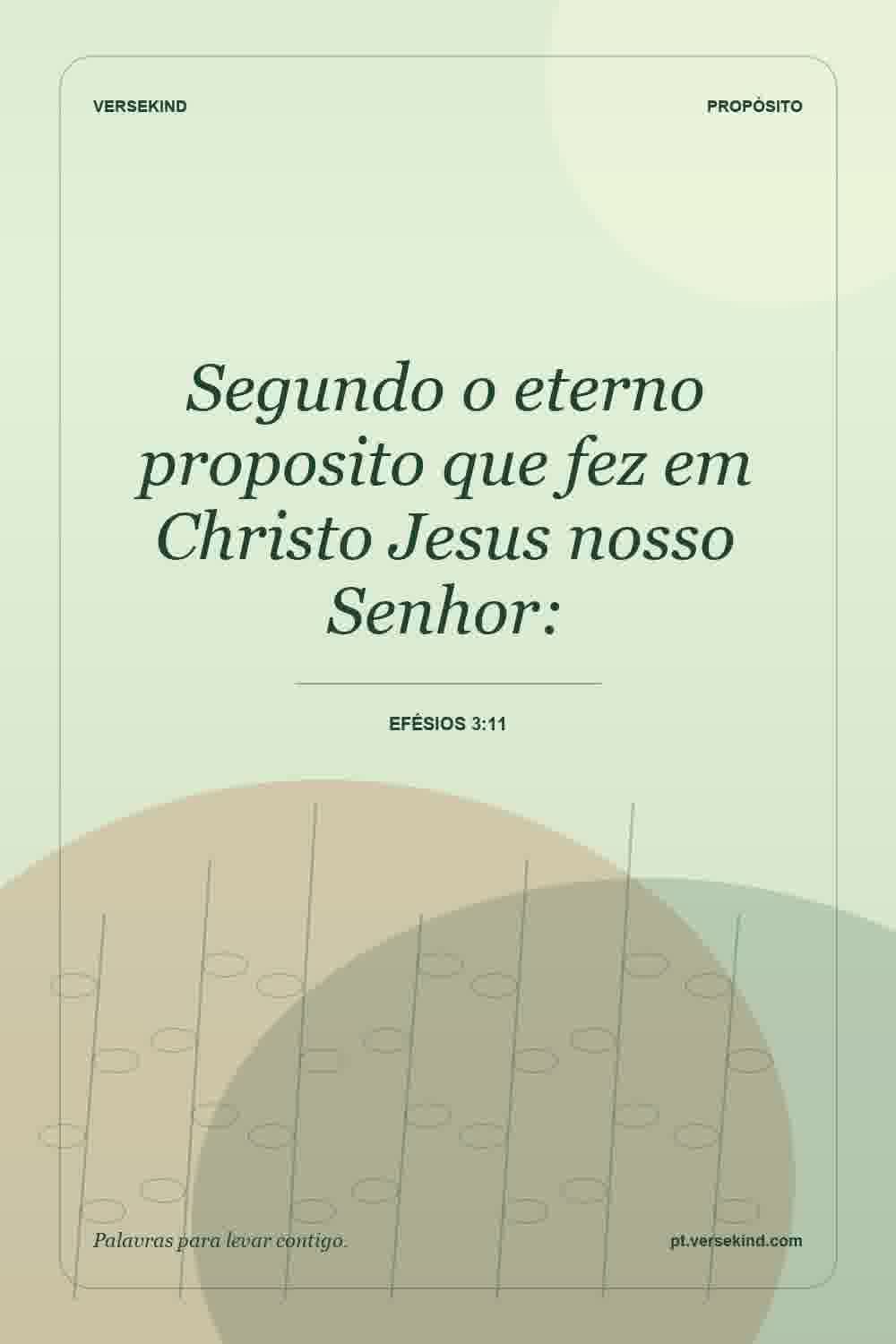 Segundo o eterno proposito que fez em Christo Jesus nosso Senhor: — Efésios 3:11
