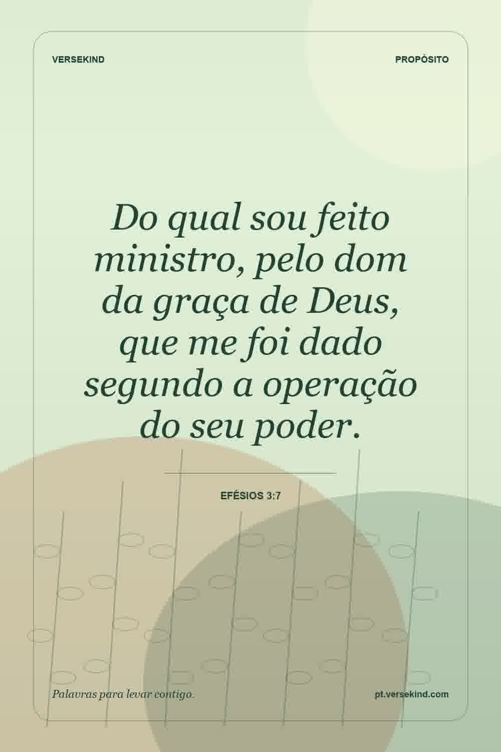 Do qual sou feito ministro, pelo dom da graça de Deus, que me foi dado segundo a operação do seu poder. — Efésios 3:7