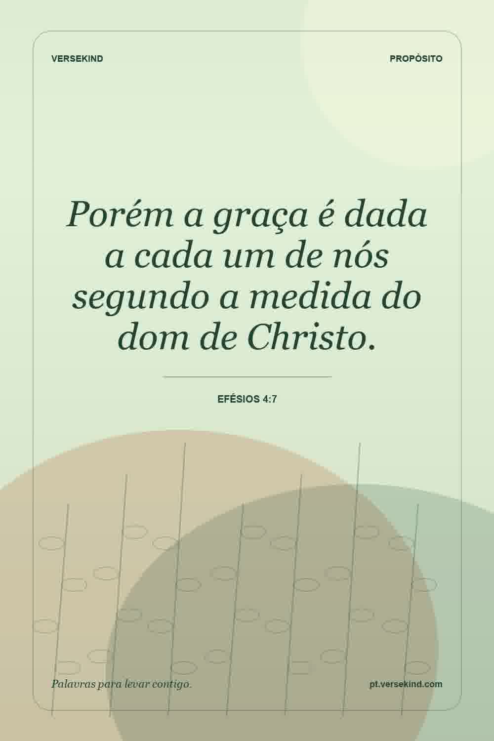 Porém a graça é dada a cada um de nós segundo a medida do dom de Christo. — Efésios 4:7