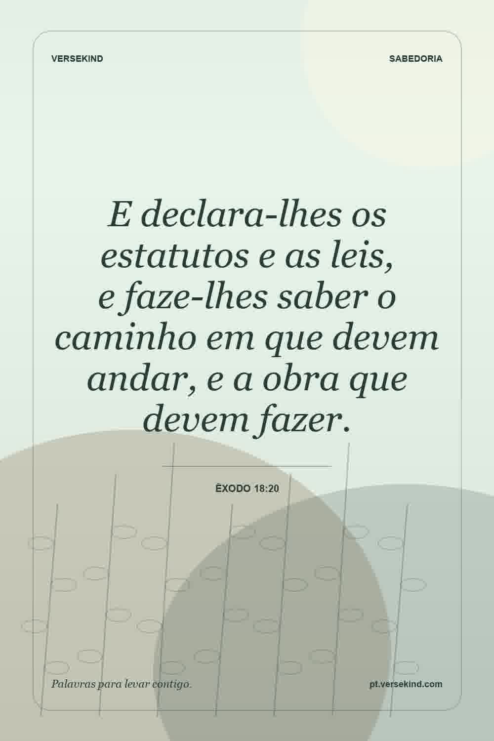 E declara-lhes os estatutos e as leis, e faze-lhes saber o caminho em que devem andar, e a obra que devem fazer. — Êxodo 18:20