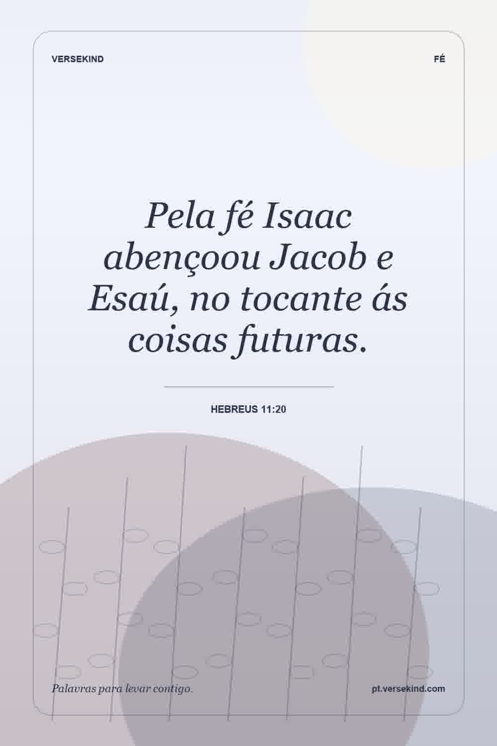 Pela fé Isaac abençoou Jacob e Esaú, no tocante ás coisas futuras. — Hebreus 11:20