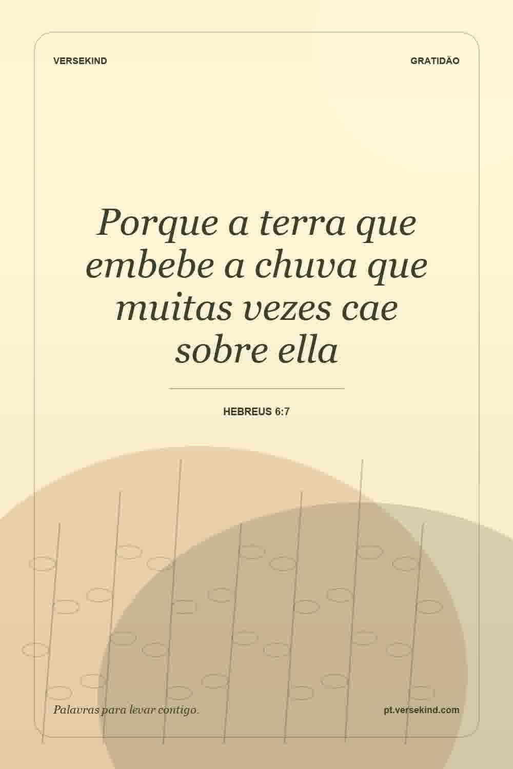 Porque a terra que embebe a chuva que muitas vezes cae sobre ella — Hebreus 6:7
