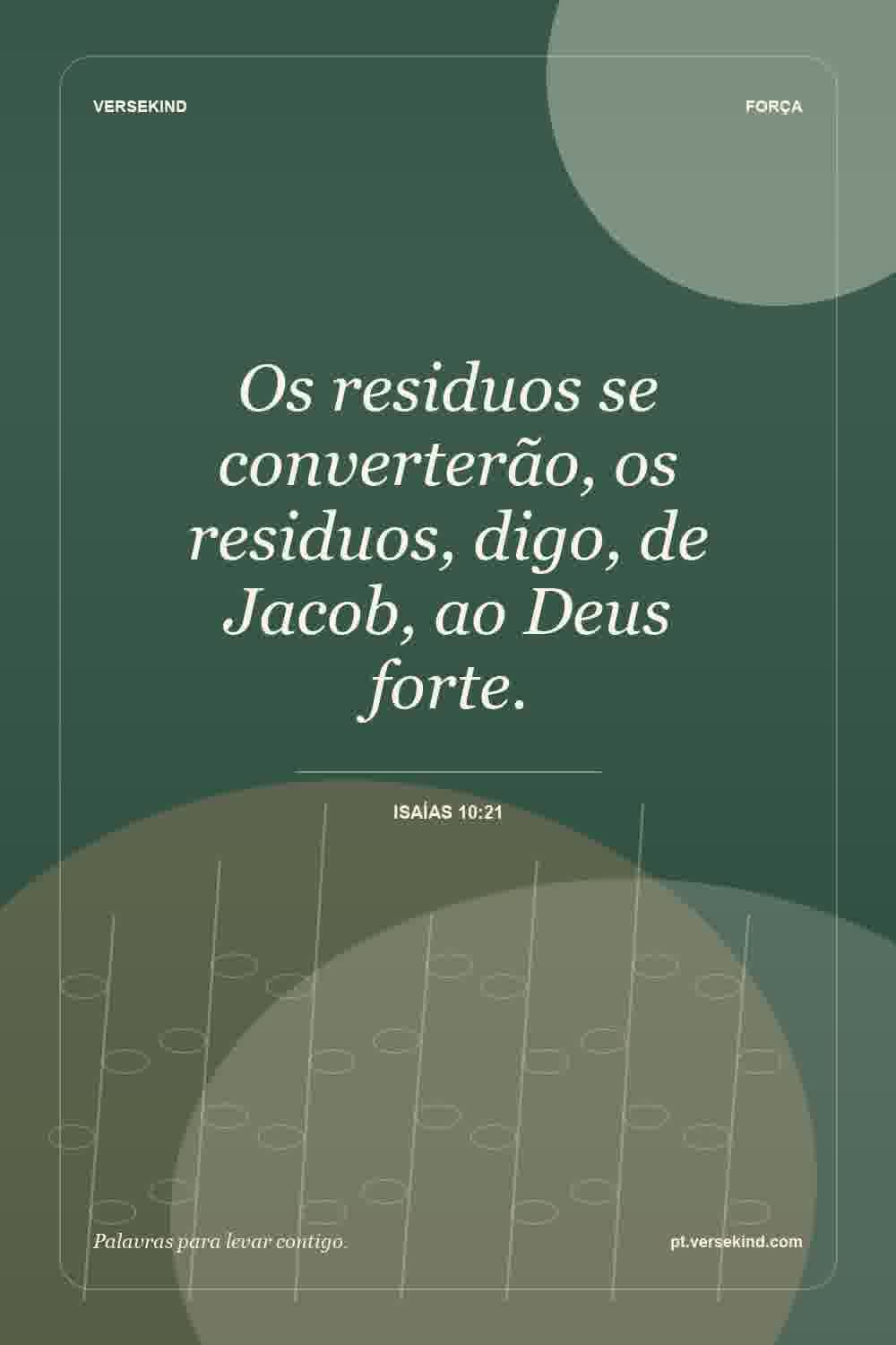 Os residuos se converterão, os residuos, digo, de Jacob, ao Deus forte. — Isaías 10:21