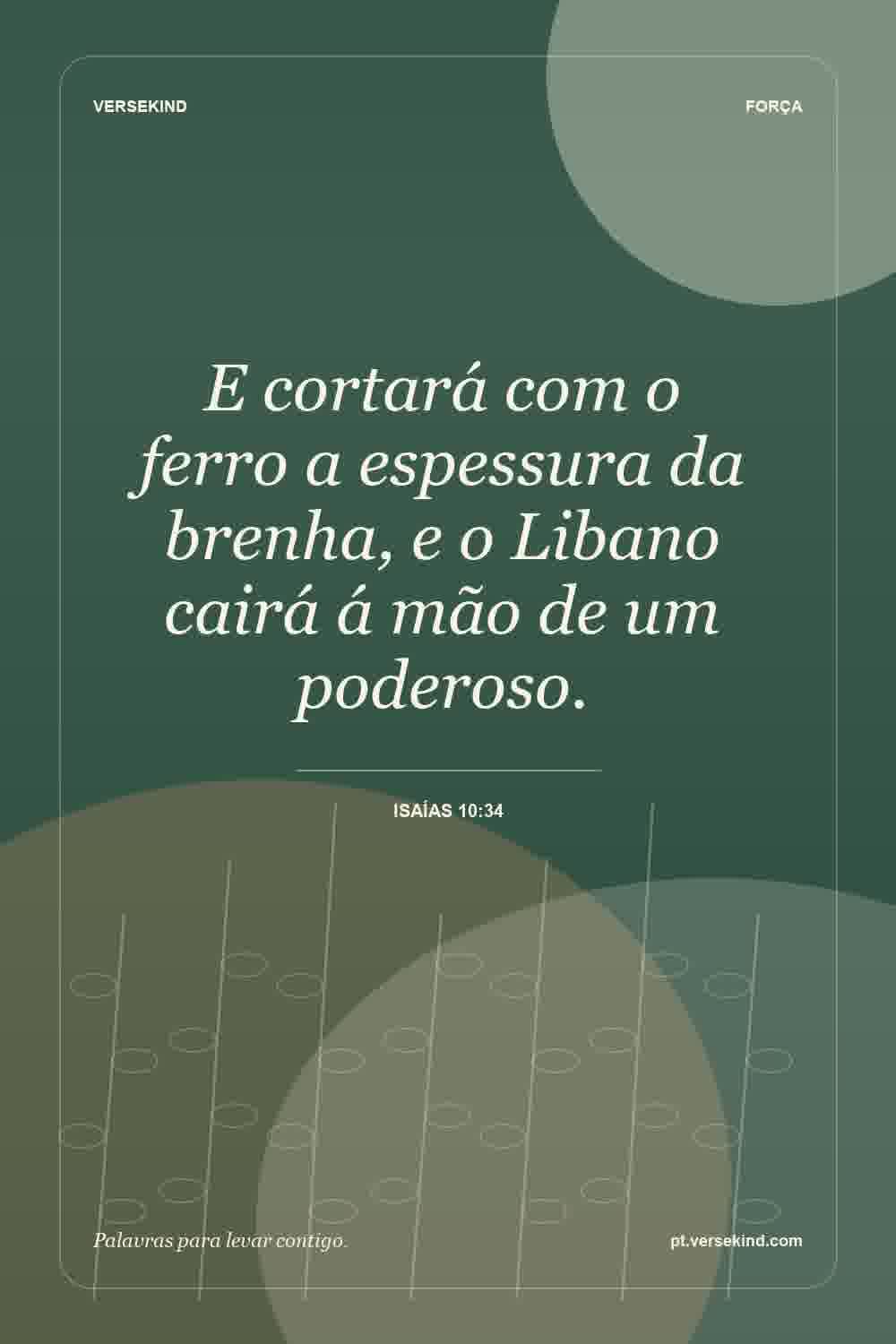 E cortará com o ferro a espessura da brenha, e o Libano cairá á mão de um poderoso. — Isaías 10:34