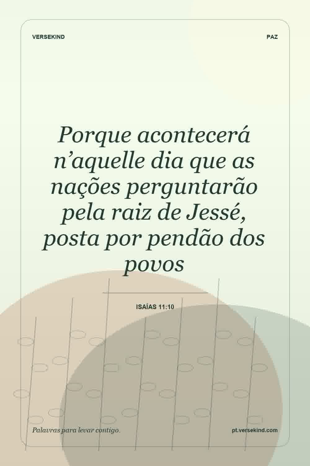 Porque acontecerá n’aquelle dia que as nações perguntarão pela raiz de Jessé, posta por pendão dos povos — Isaías 11:10