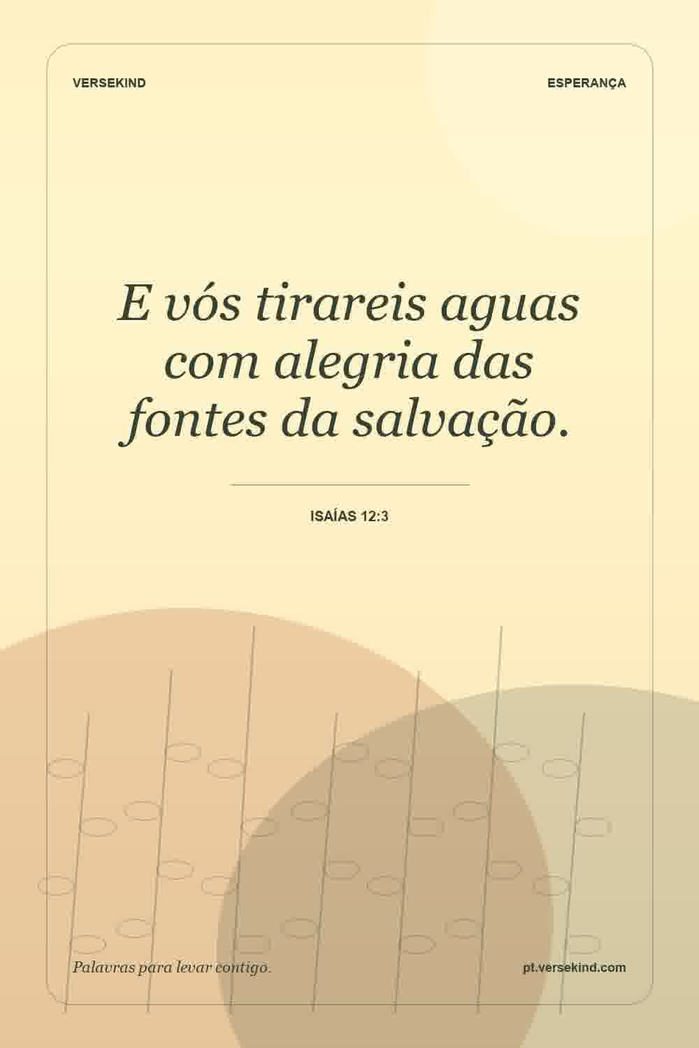 E vós tirareis aguas com alegria das fontes da salvação. — Isaías 12:3