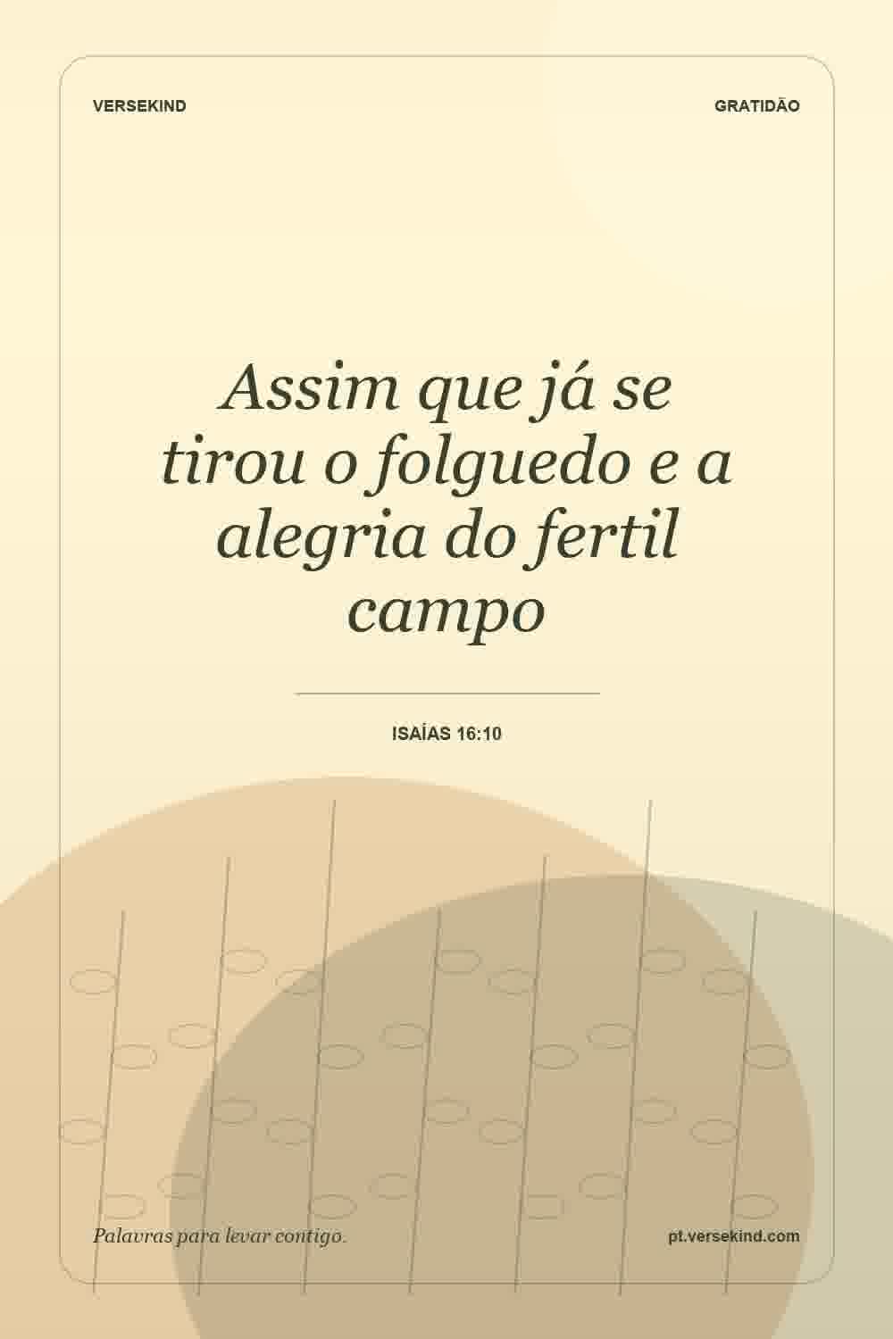 Assim que já se tirou o folguedo e a alegria do fertil campo — Isaías 16:10