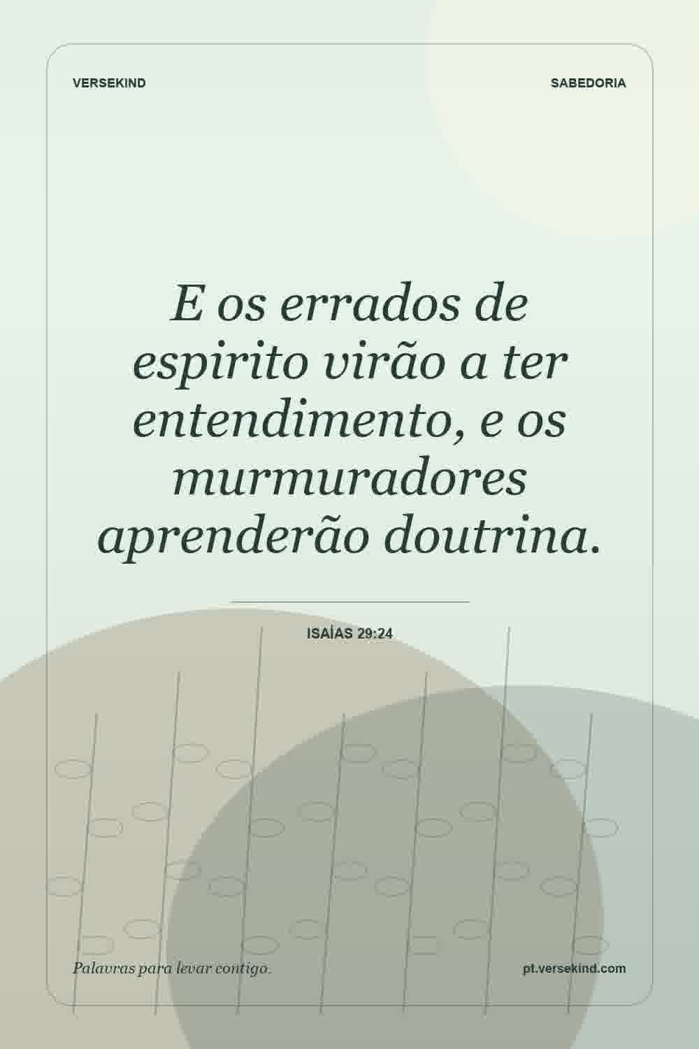 E os errados de espirito virão a ter entendimento, e os murmuradores aprenderão doutrina. — Isaías 29:24