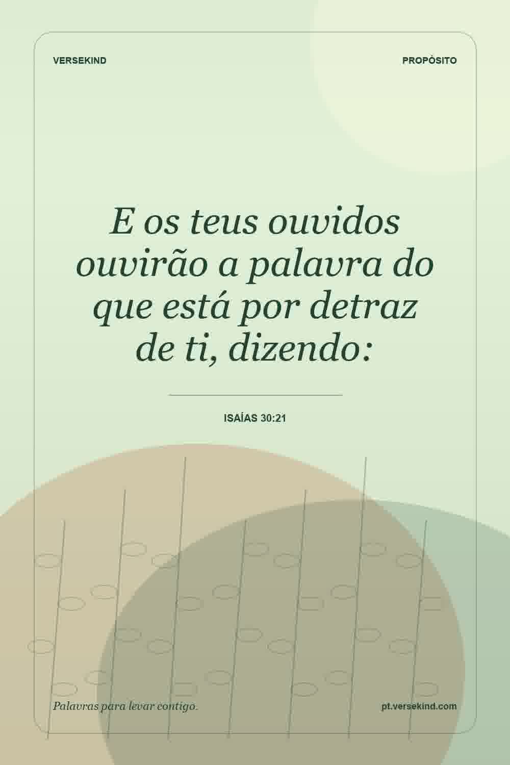 E os teus ouvidos ouvirão a palavra do que está por detraz de ti, dizendo: — Isaías 30:21