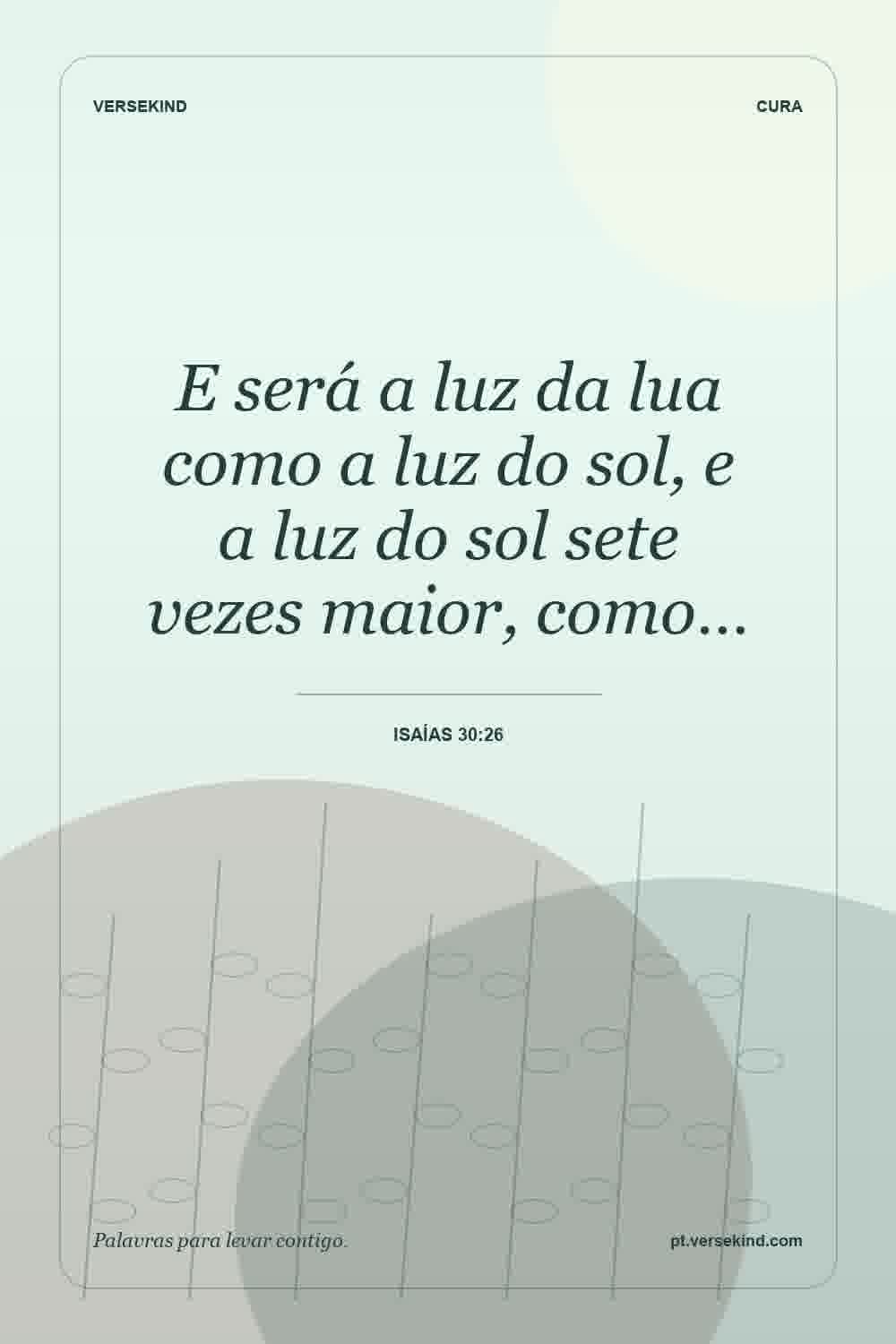 E será a luz da lua como a luz do sol, e a luz do sol sete vezes maior, como… — Isaías 30:26