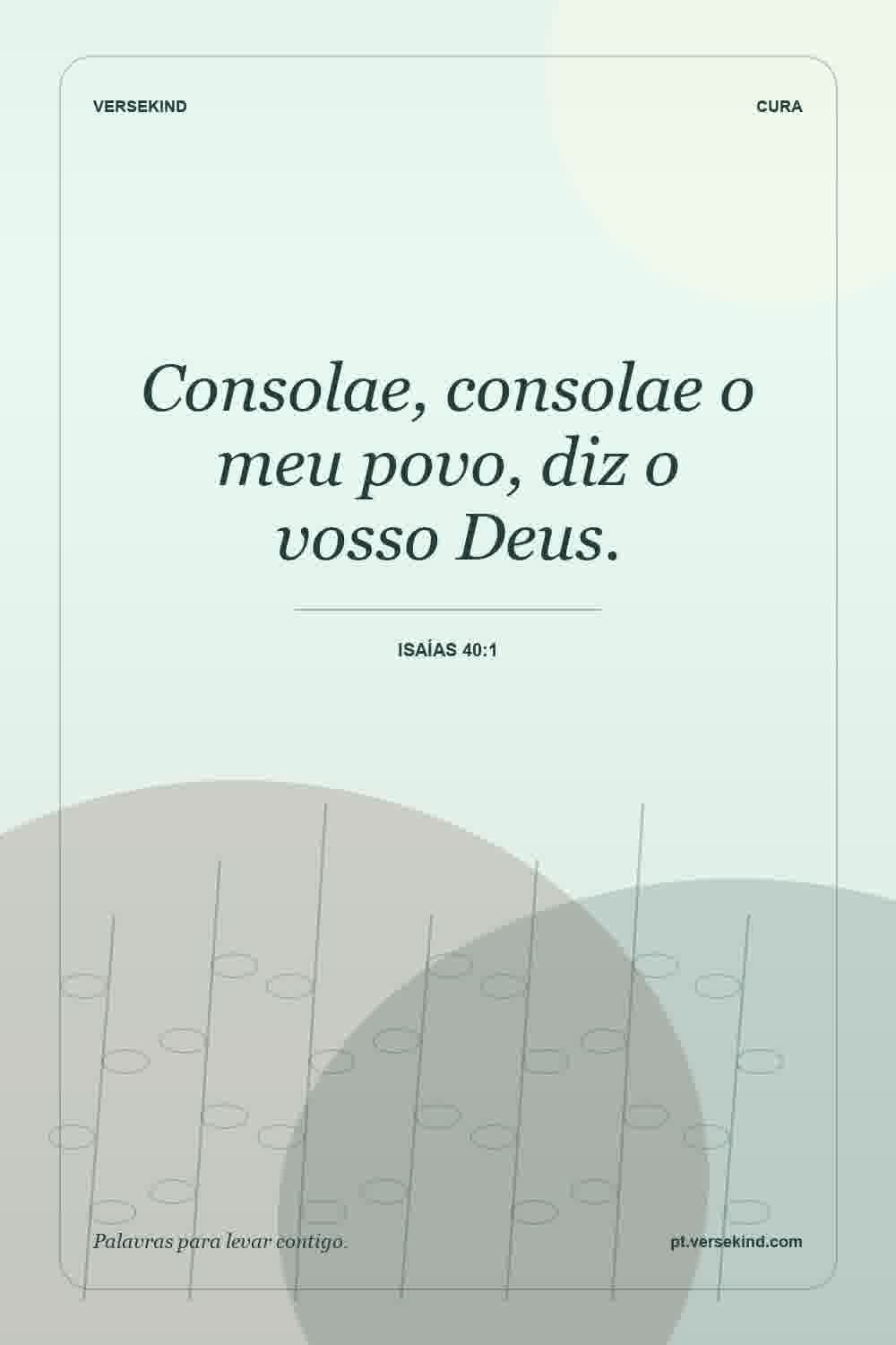 Consolae, consolae o meu povo, diz o vosso Deus. — Isaías 40:1