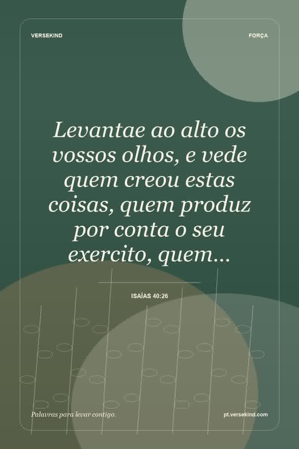 Levantae ao alto os vossos olhos, e vede quem creou estas coisas, quem produz por conta o seu exercito, quem… — Isaías 40:26