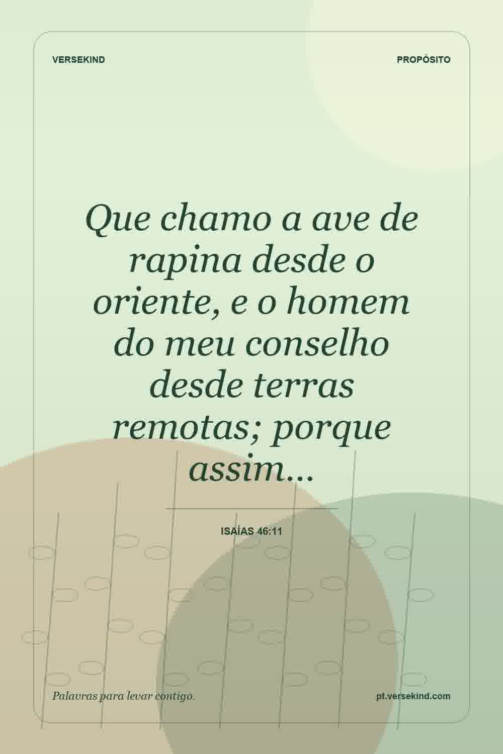 Que chamo a ave de rapina desde o oriente, e o homem do meu conselho desde terras remotas; porque assim… — Isaías 46:11