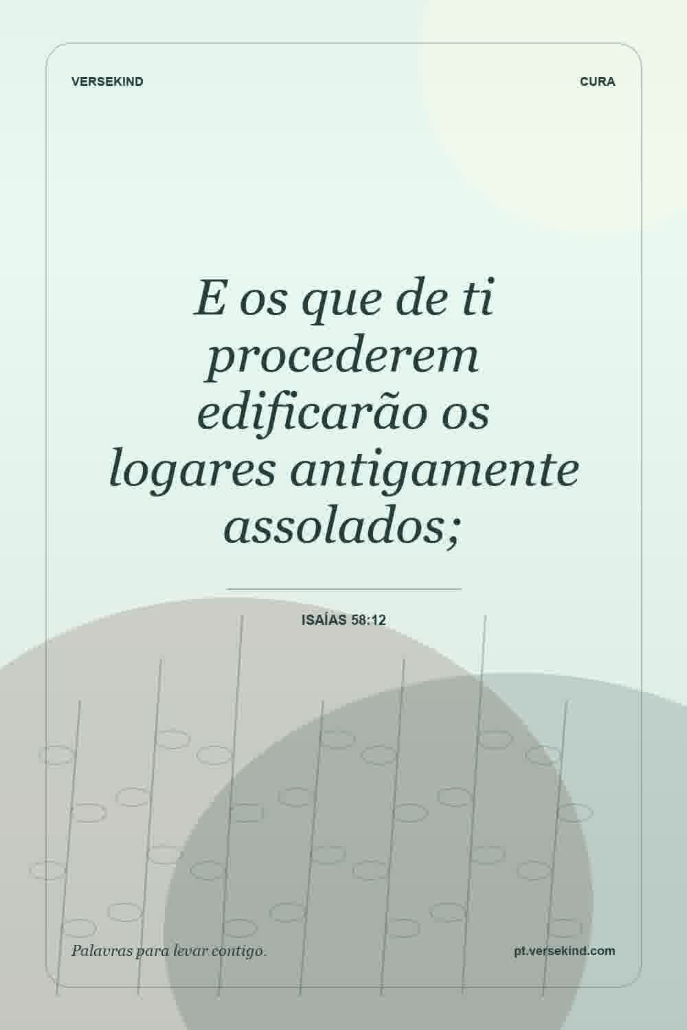 E os que de ti procederem edificarão os logares antigamente assolados; — Isaías 58:12