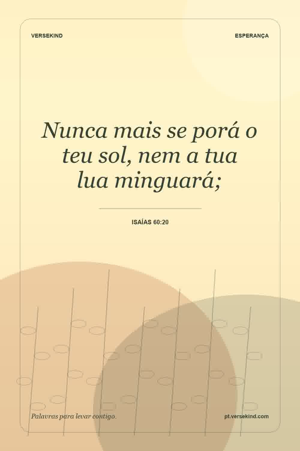 Nunca mais se porá o teu sol, nem a tua lua minguará; — Isaías 60:20