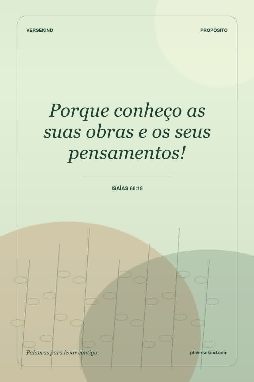 Porque conheço as suas obras e os seus pensamentos! — Isaías 66:18