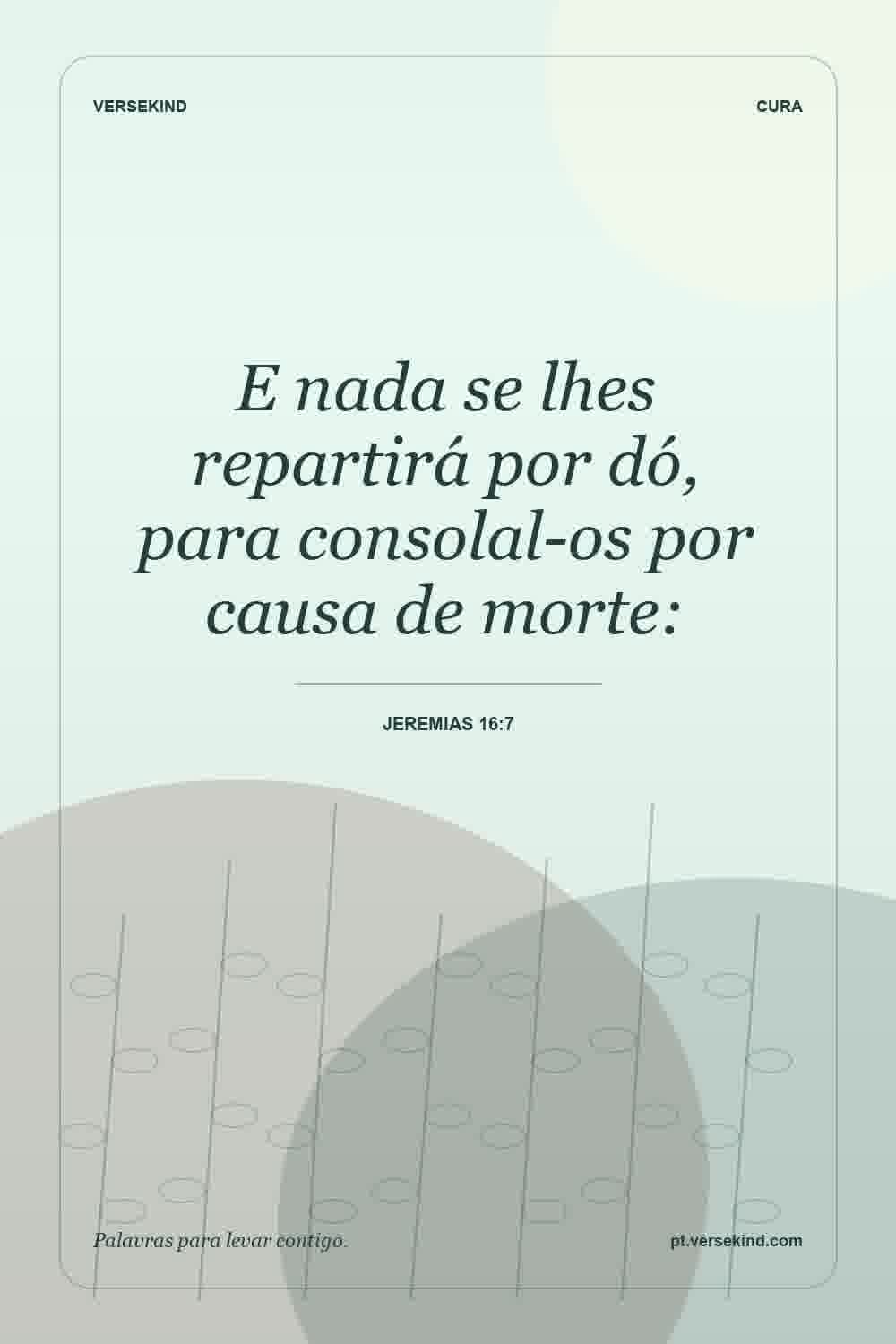 E nada se lhes repartirá por dó, para consolal-os por causa de morte: — Jeremias 16:7