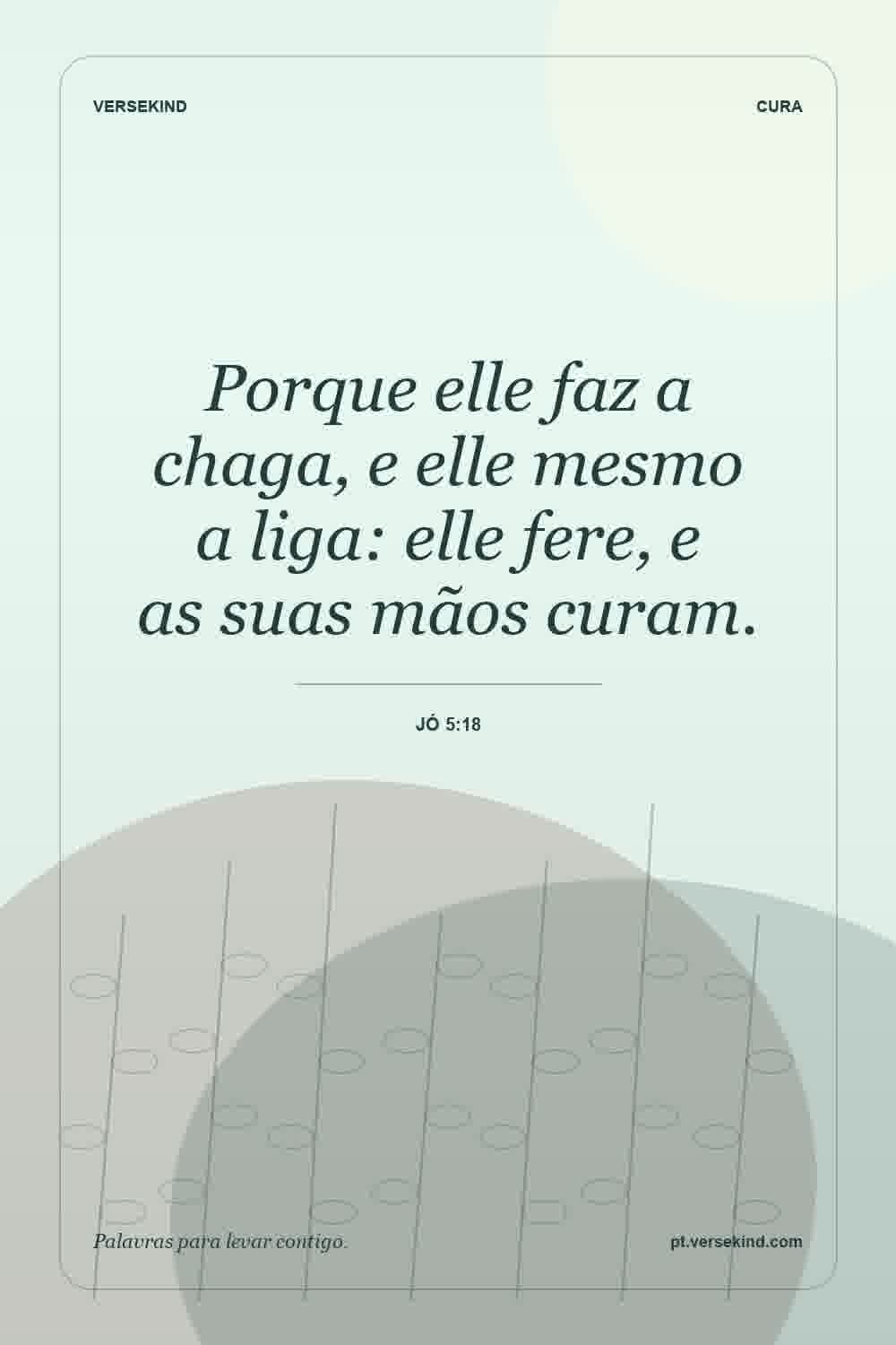 Porque elle faz a chaga, e elle mesmo a liga: elle fere, e as suas mãos curam. — Jó 5:18