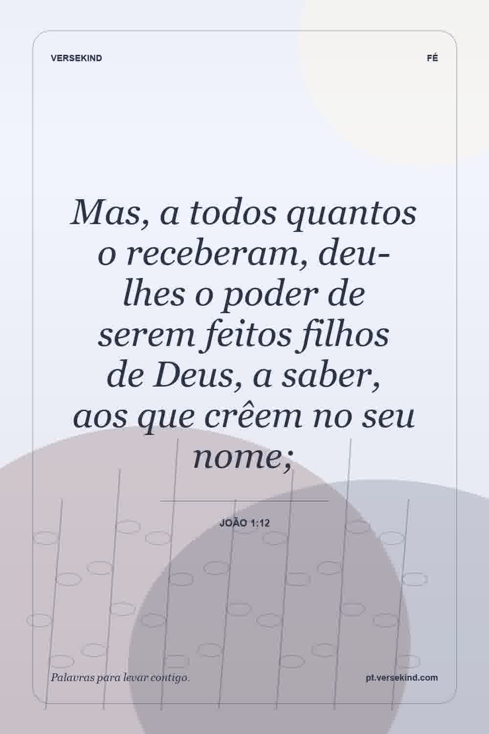 Mas, a todos quantos o receberam, deu-lhes o poder de serem feitos filhos de Deus, a saber, aos que crêem no seu nome; — João 1:12