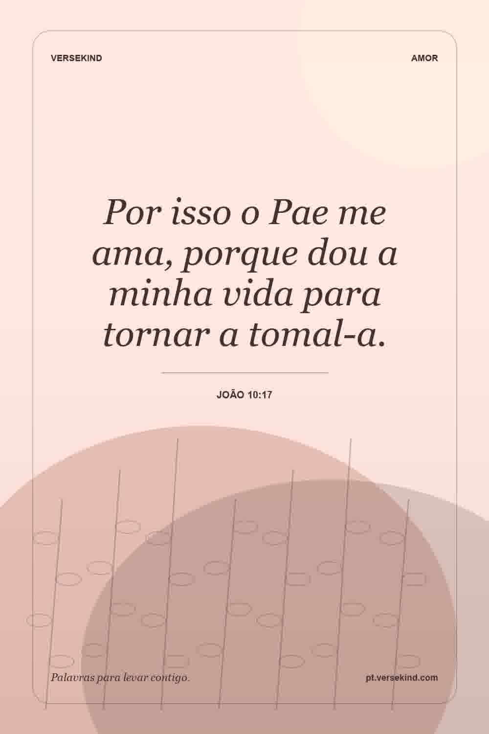 Por isso o Pae me ama, porque dou a minha vida para tornar a tomal-a. — João 10:17