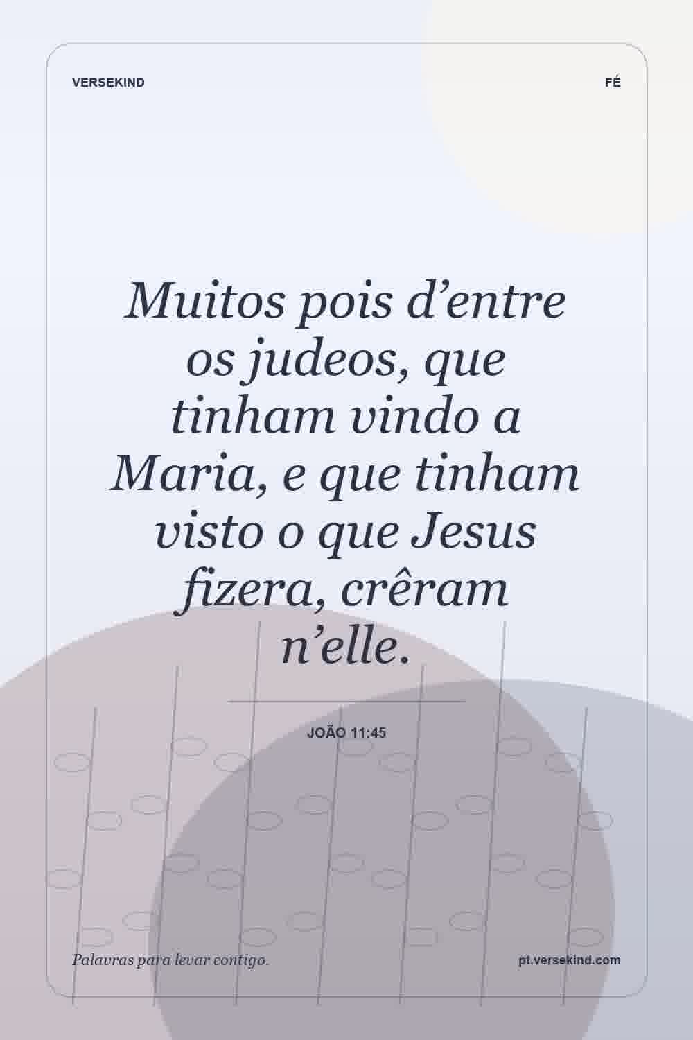Muitos pois d’entre os judeos, que tinham vindo a Maria, e que tinham visto o que Jesus fizera, crêram n’elle. — João 11:45