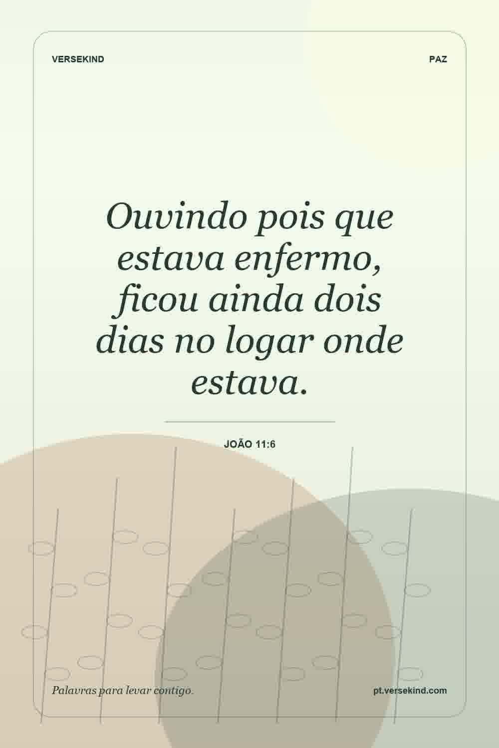 Ouvindo pois que estava enfermo, ficou ainda dois dias no logar onde estava. — João 11:6