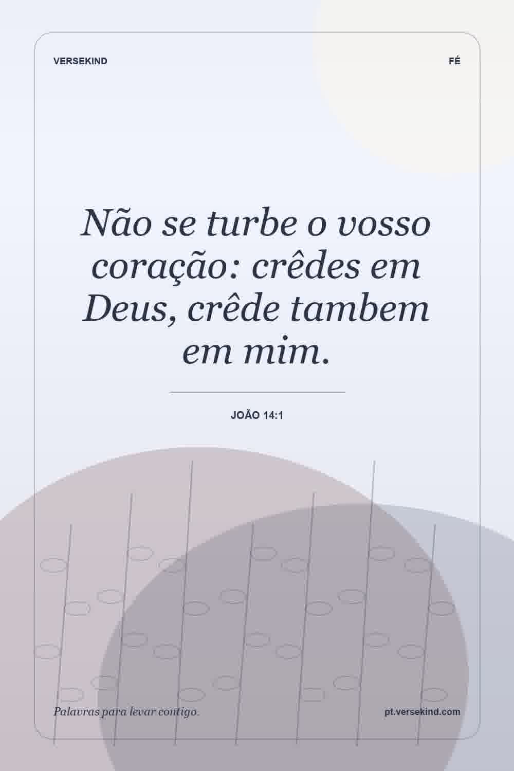 Não se turbe o vosso coração: crêdes em Deus, crêde tambem em mim. — João 14:1