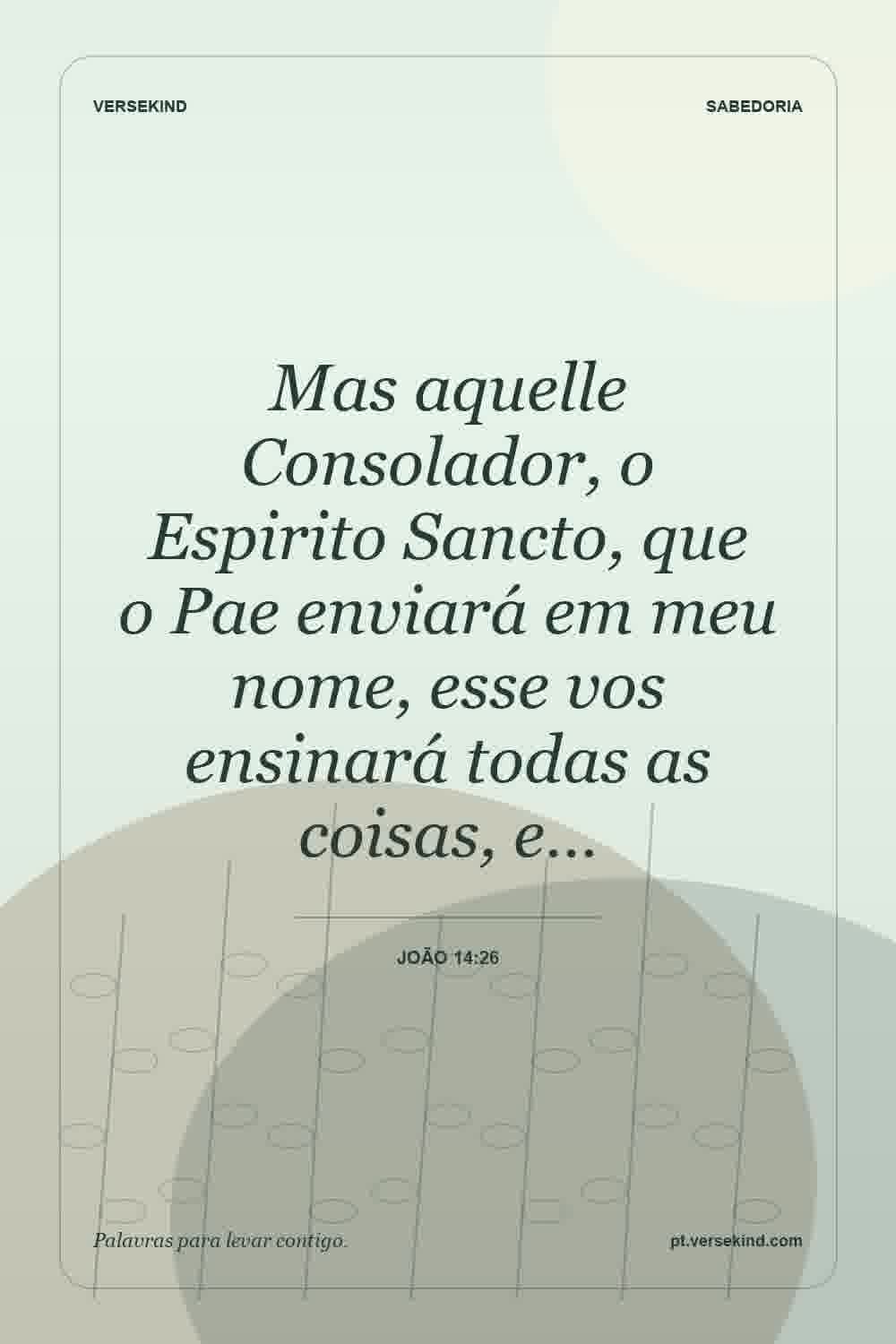 Mas aquelle Consolador, o Espirito Sancto, que o Pae enviará em meu nome, esse vos ensinará todas as coisas, e… — João 14:26