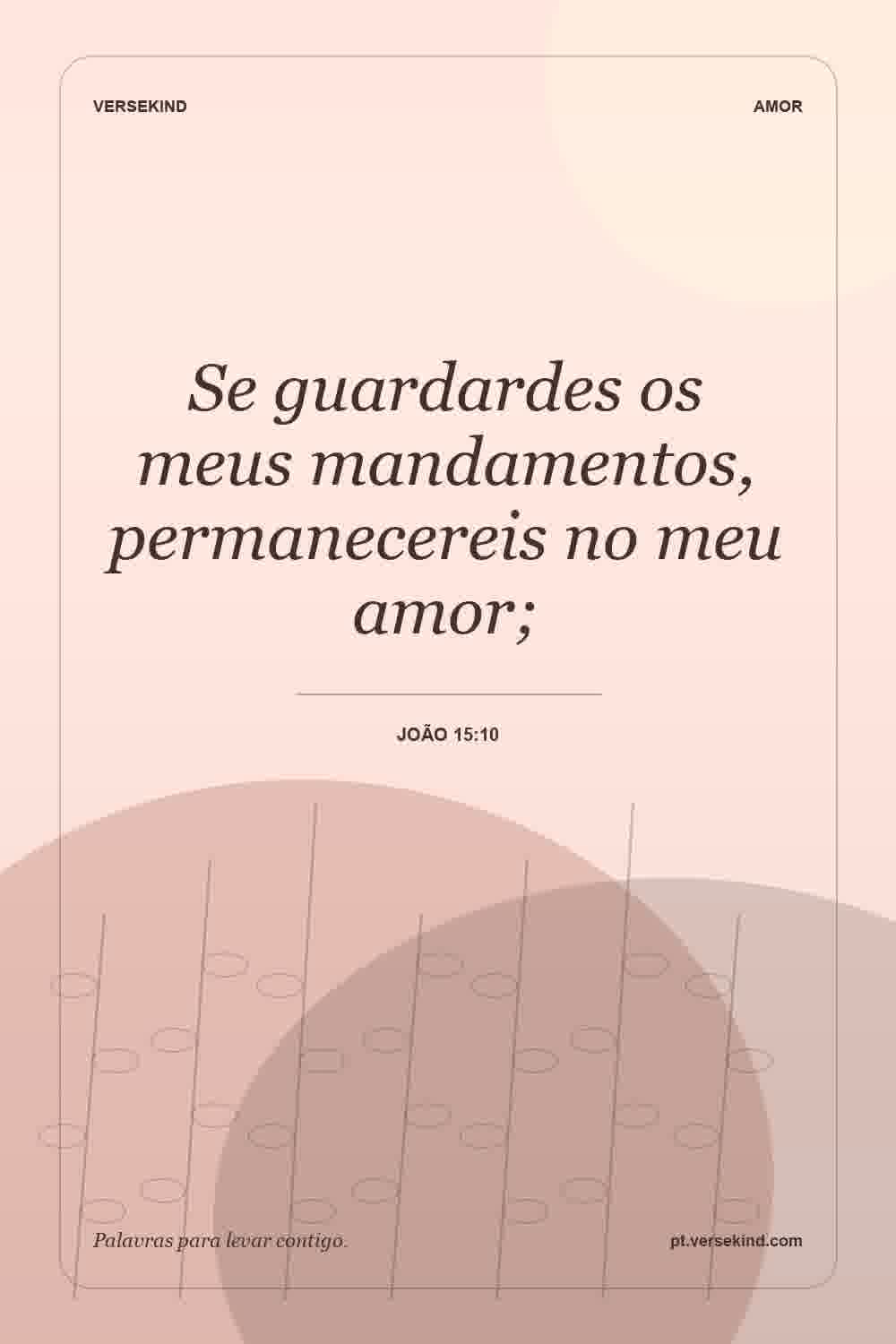 Se guardardes os meus mandamentos, permanecereis no meu amor; — João 15:10