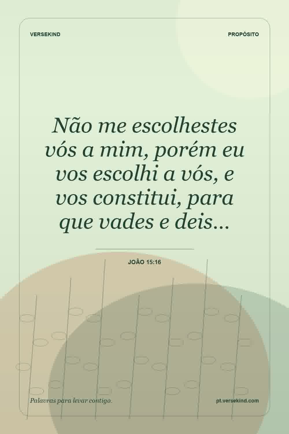 Não me escolhestes vós a mim, porém eu vos escolhi a vós, e vos constitui, para que vades e deis… — João 15:16