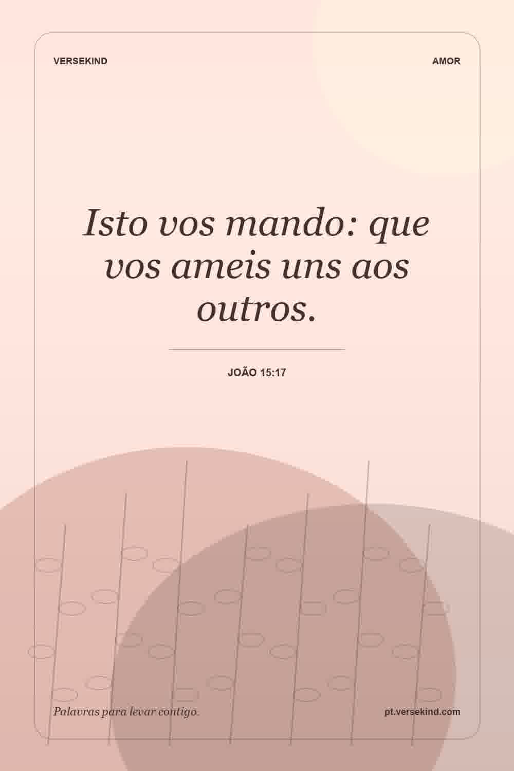 Isto vos mando: que vos ameis uns aos outros. — João 15:17