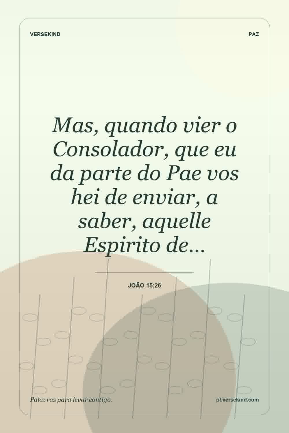 Mas, quando vier o Consolador, que eu da parte do Pae vos hei de enviar, a saber, aquelle Espirito de… — João 15:26