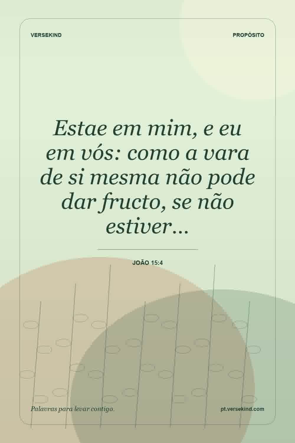 Estae em mim, e eu em vós: como a vara de si mesma não pode dar fructo, se não estiver… — João 15:4