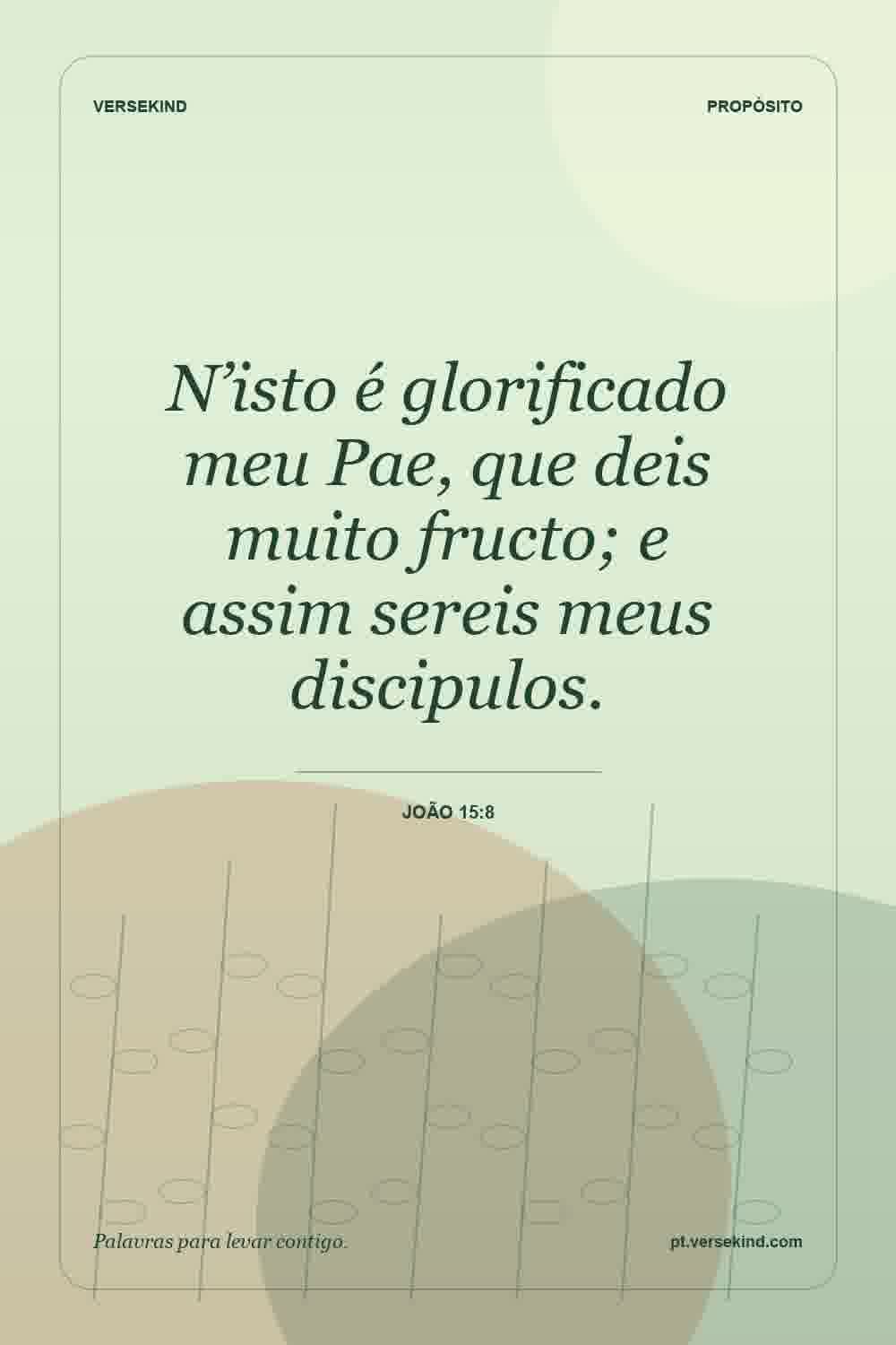 N’isto é glorificado meu Pae, que deis muito fructo; e assim sereis meus discipulos. — João 15:8