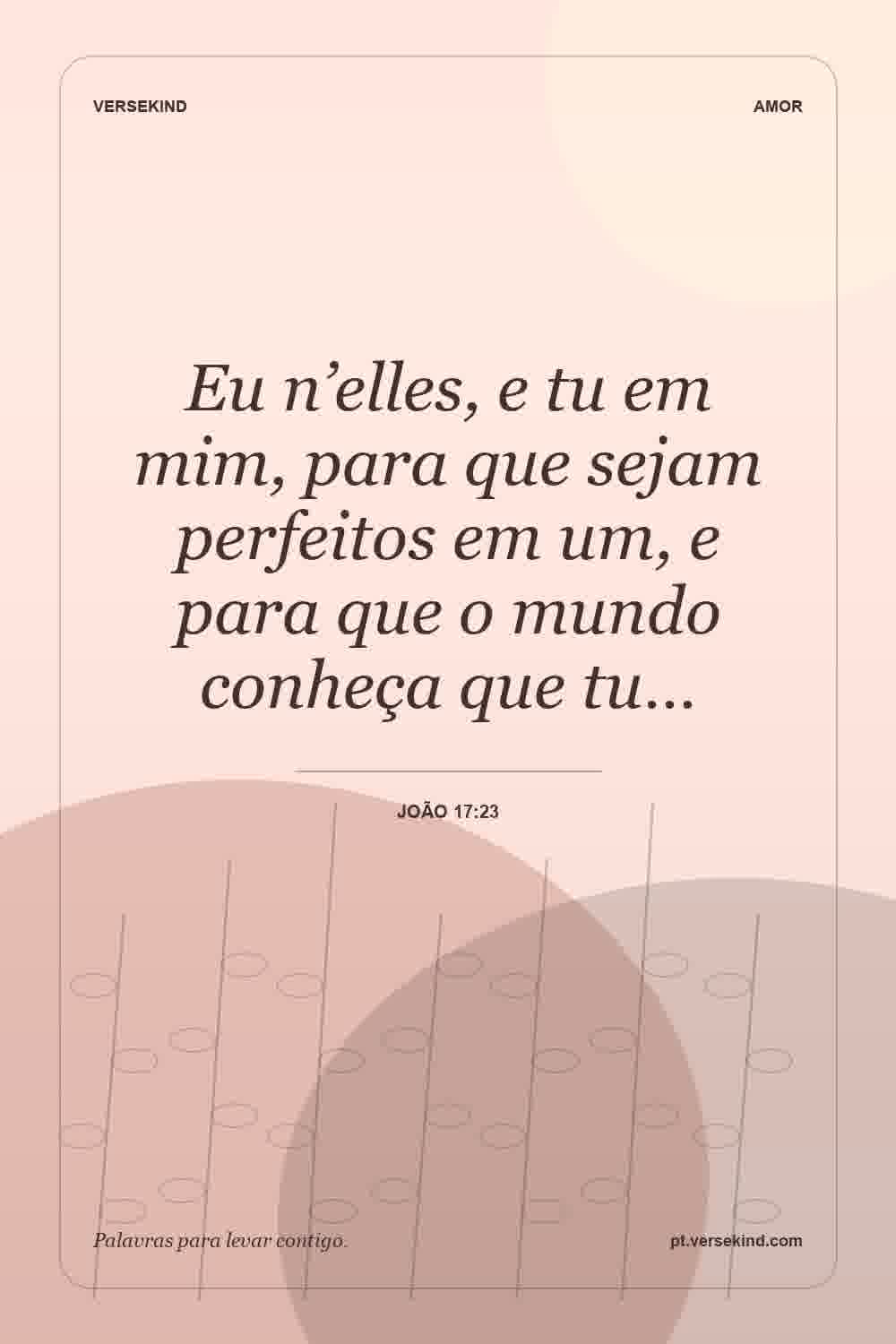 Eu n’elles, e tu em mim, para que sejam perfeitos em um, e para que o mundo conheça que tu… — João 17:23