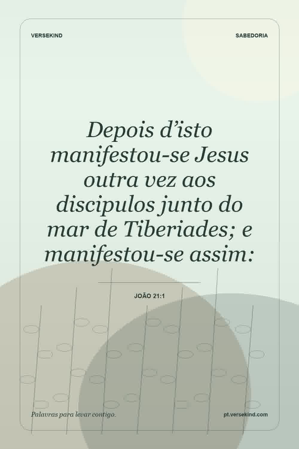 Depois d’isto manifestou-se Jesus outra vez aos discipulos junto do mar de Tiberiades; e manifestou-se assim: — João 21:1